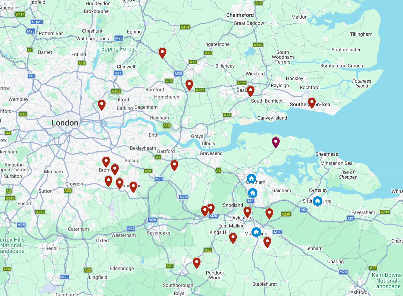 WikiTech coverage area — Kent and South East England